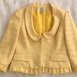 Yellow and white tweed Ann Taylor LOFT blazer